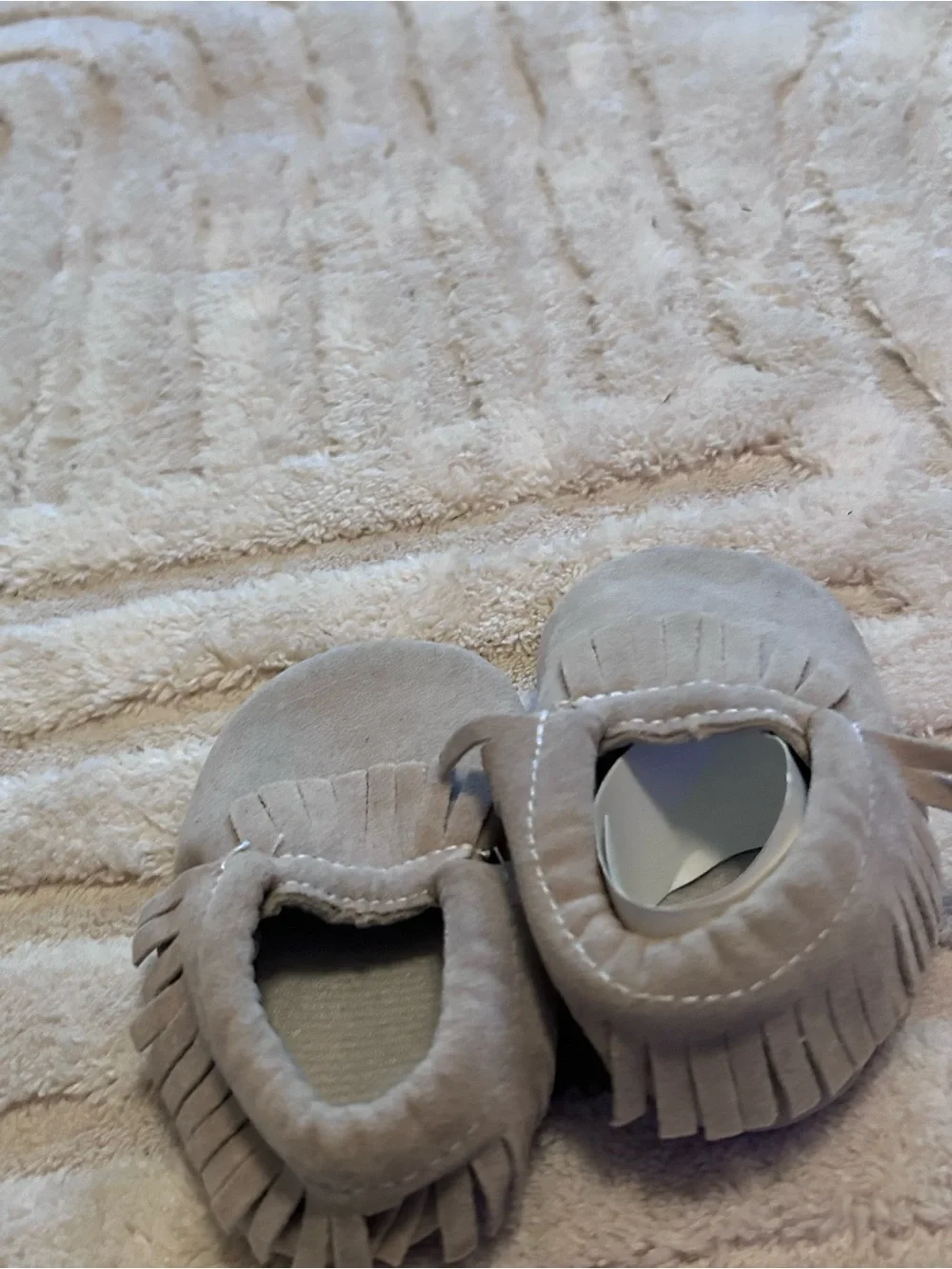 Kids Suede Fringe Moccasin Slippers 0-6 months
